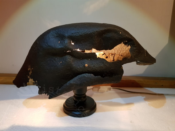 hobbyhistorica german m43 helmet lamp relic art ww2 art art metal detecting relic hunting man cave