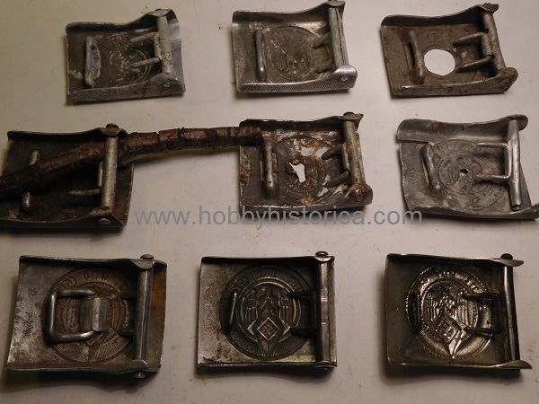 Denazified belt buckles, partizan buckles, battlefield relics, hobbyhistorica kurland