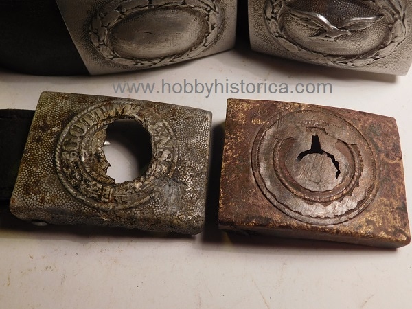 Denazified belt buckles, partizan buckles, battlefield relics, hobbyhistorica